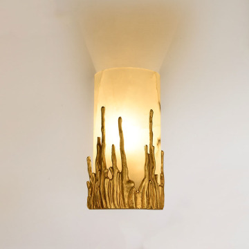 Natural Alabaster Copper Wall Lamp for Living Room and Bedroom