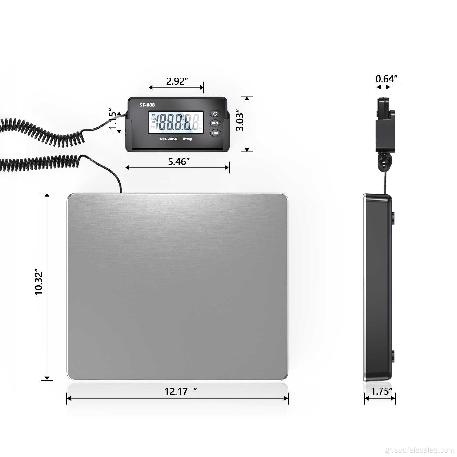 SF-808 440lb Ψηφιακή κλίμακα ηλεκτρονικής κλίμακας ταχυδρομικής κλίμακας