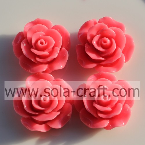 24MM Solid Color Resin Rose Flower Beads For Jewelry Making