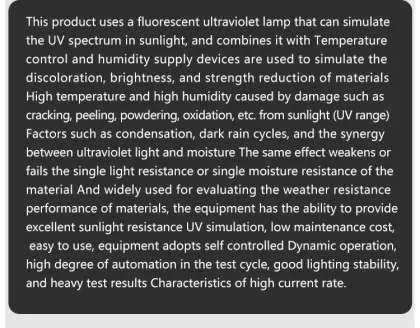 Advanced UV Test Chamber with Cutting-Edge UV Technology