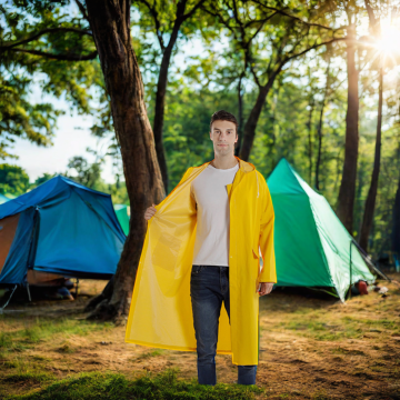 Custom Logo Men's PVC Rain Coat - Industrial Protective Waterproof Rainwear with Pocket
