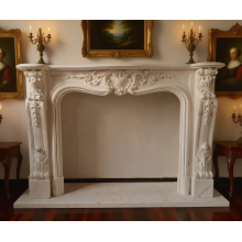 Marble Carved French Style Fireplace Mantel