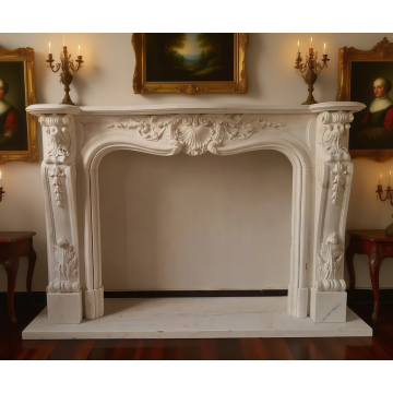 Marble Carved French Style Fireplace Mantel
