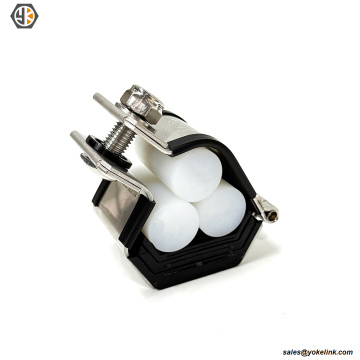 Abrazaderas para cables de acero inoxidable con trébol IEC 61914 para protección contra cortocircuitos, con pernos y tuercas