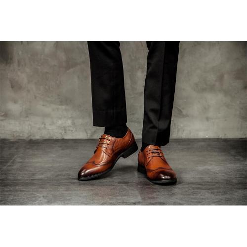 Oxfords Brown Black Leather Men Shoes