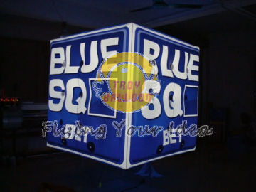Blue Inflatable Advertising Lighting Cube Balloon With 1 Pcs Energy Saving Bulb For Parade