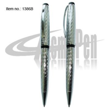 Writing Pen Set with Ballpoint Pen and Roller Pen Metal Computer engraving Pattern Twin Pen School Supplier Writing Instrument