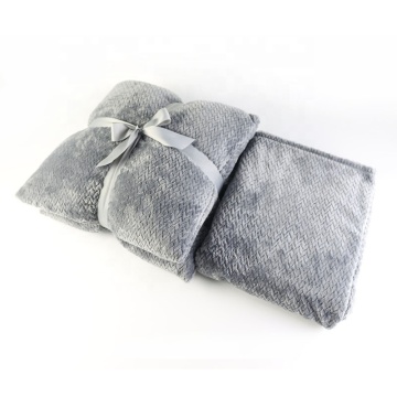 Travel Pillow and Blanket Set in Super Soft Flannel Fabric