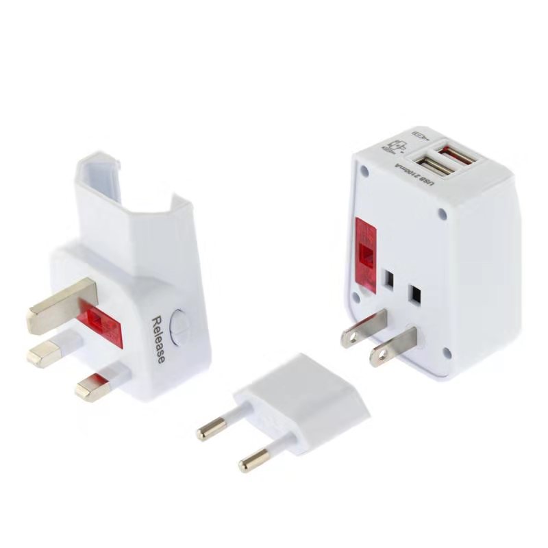 2 adaptador de alimentação universal de viagem USB