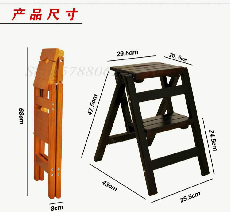 Household solid wood ladder multi function folding ladder stool ascending platform step stool dual purpose rack stair chair