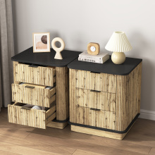 Wood Grain Nightstand 3 Drawer Nightstand with Wood Finish Minimalist Style Supplier