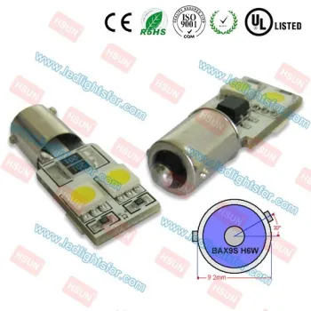 12V H6W LED FREE ERROR LIGHT,bax9s canbus LED lamp,BAX9S canbus LED BULB