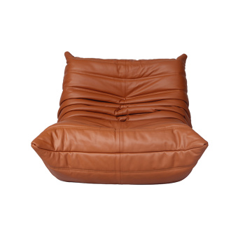 Living Room Brown Leather Togo Sofa Set