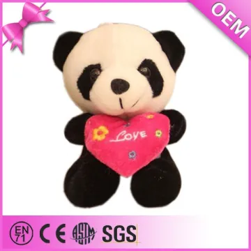 Factory custom cute plush panda keychain, panda plush with heart