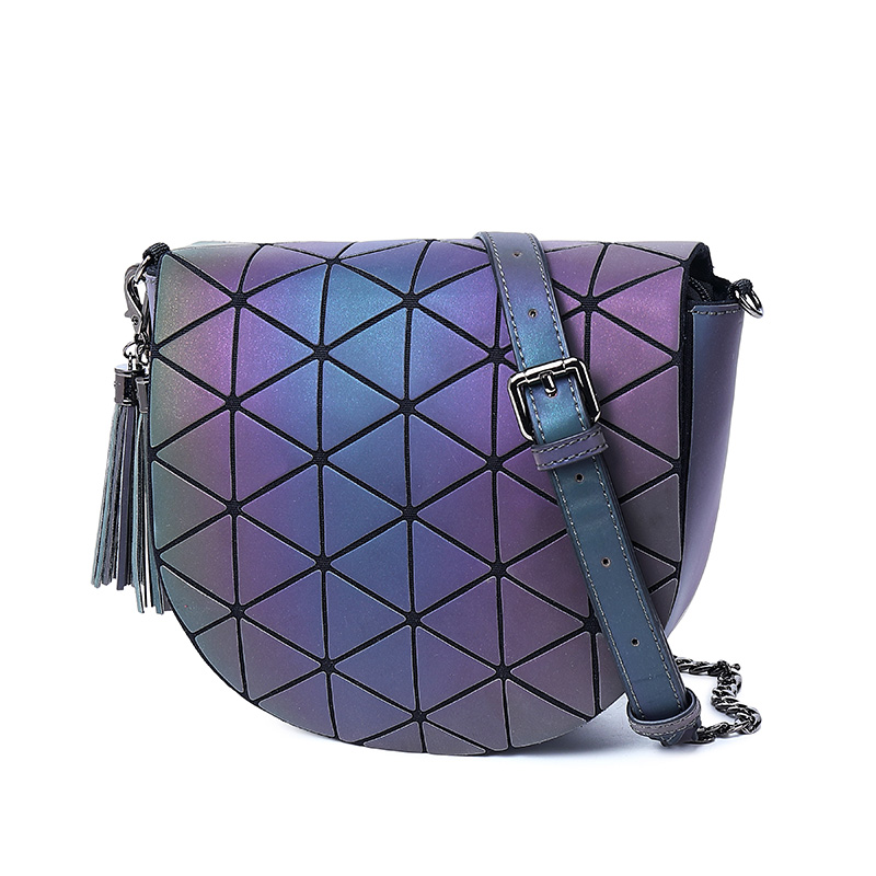 Geometric noctilucent PU fashion shoulder bag