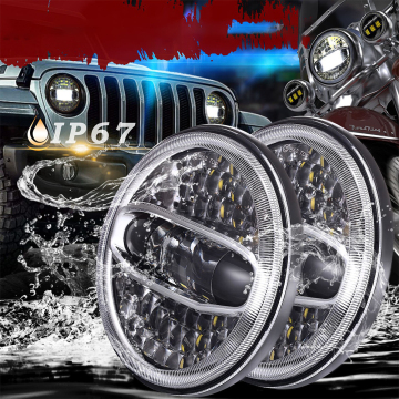 Designer Luxury 7 Inch LED Headlight & Turn Signal - White 108W for Harley & Jeep