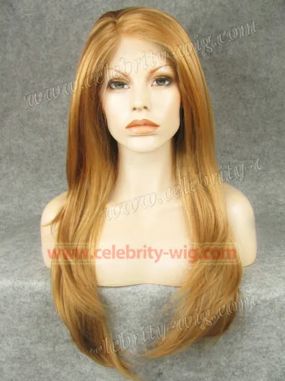 Ginger Blonde Long Natural Skin Top Synthetic Lace Front Wig Angelina Jolie Style