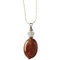 Natural Gemstone Agate Necklace with Silver Chain