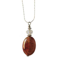 Natural Gemstone Agate Necklace with Silver Chain