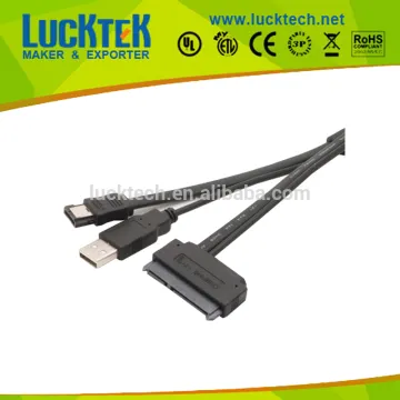 Power eSATA sata to usb cable, USB A male+eSATA male to SATA 22pin, for 2.5" HDD 5V, 0.5m