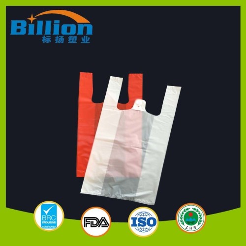 HDPE Four Color Embossed Plastic T-Shirt Bags Grocery Use
