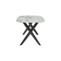 luxury unique kitchen dining tables rectangular square shaped artificial marble top 6 seater Aluminum leg slate dining table