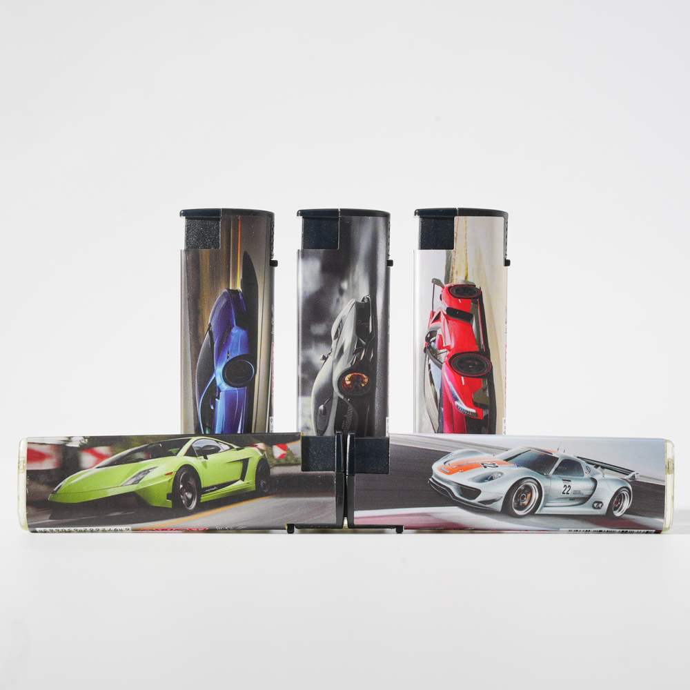 Jet Flame Car Pattern Piezo Lighter With Wrapper