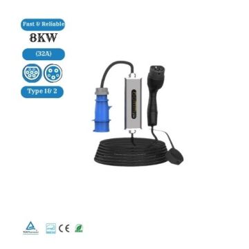 8-32A US IP66 8KW Portable EV Charger with Adjustable Current Mode 2 Ac Charging Station