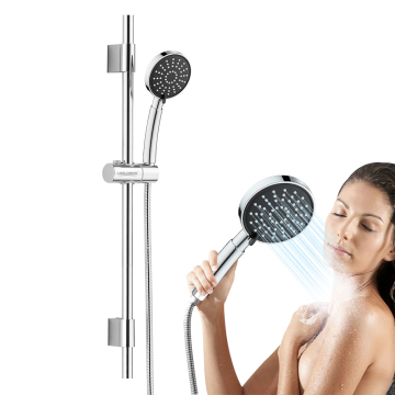 Chrome Plated Wall-Mounted 3 Modes Handheld Shower Head with Adjustable Stainless Steel Slide Bar