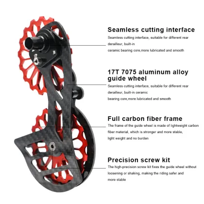 Bicycle Ceramic Bearing Carbon Fiber Jockey Pulley Rear Derailleur 17T for SRAM Red AXS/Force AXS and Shimano