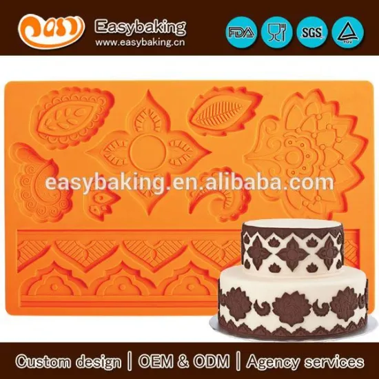 Global fondant and gum paste silicone fondant mold for cake decoration