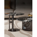 Modern Marble and Titanium Coffee Table Set