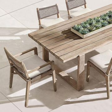 Teak Long Table Set for B&B Outdoor Terrace - Waterproof Patio Furniture