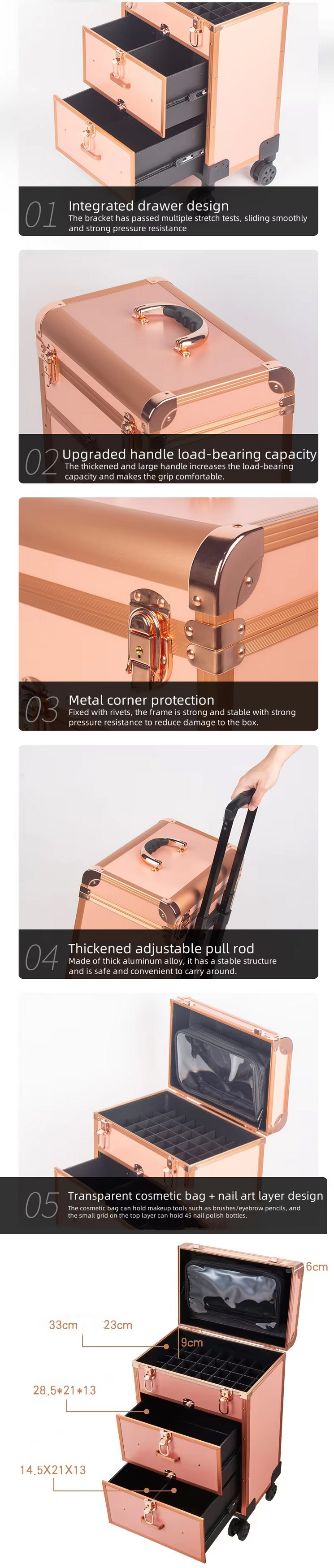 Extendable Trays Makeup Case