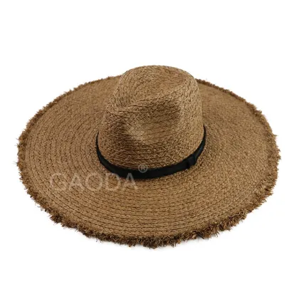 Brown lady beach raffia straw wide brimmed sun hats