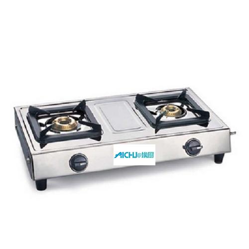 Stainless Steel Cooktop 2 Brass Burners