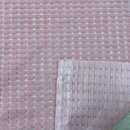 Coral Fleece with Drop-needle Check Jacquard Fabric
