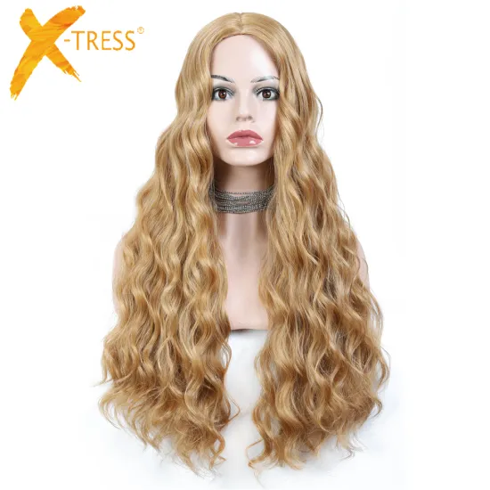 X-TRESS New Fashion Silky Long Synthetic Hair Wigs For Black Women Daily Natural Silky Hair Wig Machine Made Heat Resistant Wigs