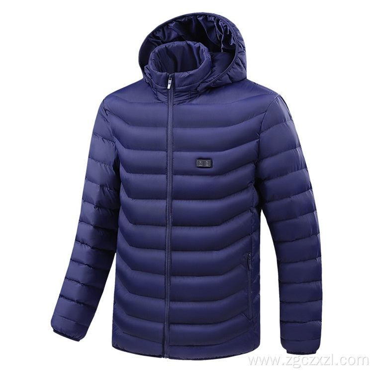 Heated padded jacket with heated hood