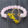 Rose Quartz 8MM Round Beads Stretch Gemstone Bracelet with Diamante Love heart alloy Piece