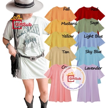 Solid Pattern 100% Polyester Cotton Feel Big Tall Women's Dress: Sublimation Blank T-Shirt and Night Gown
