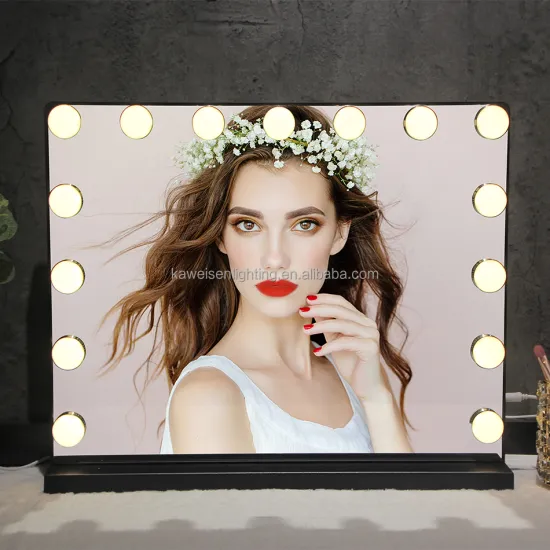 15 LED Lights Hollywood Style Single-Sided Beauty Salon Mirror with 3-Color Adjustment and USB Connector - Cosmetics Adjustable Dimmable Mirror