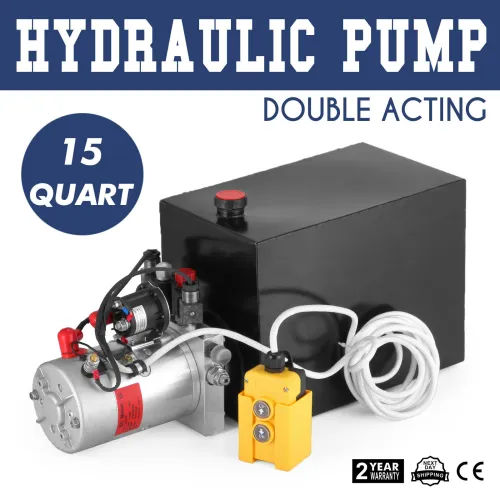 15 Quart Double Acting Hydraulic Pump Dump Trailer Unit Pack Dc 12v