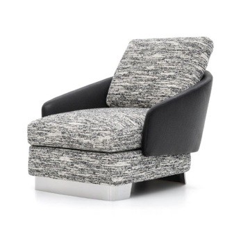 Gray Fabric Leather Arm Sofa Chair