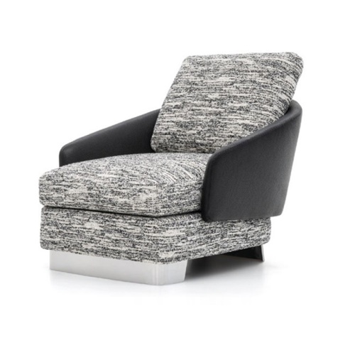 Chaise de canapé à bras en cuir en tissu gris