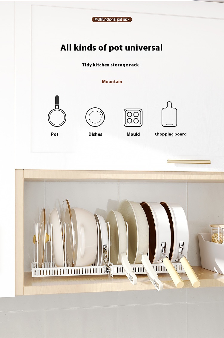Telescopic Metal Pot Lid Rack Organizer