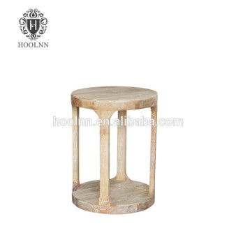 French Vintage White Washed Oak Wood Side Table HL388-CS