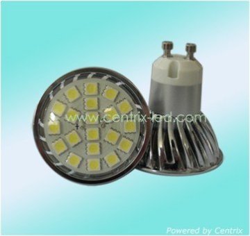 metal body SMD LED Lamp with GU10 base and glass cover