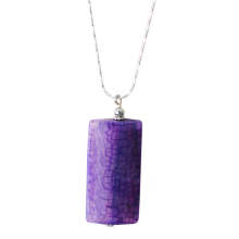 Natural Gemstone Agate Necklace with Silver Chain