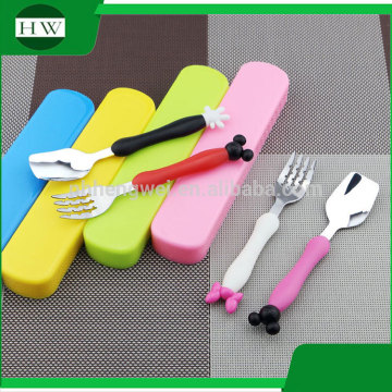 cartoon mini portable stainless steel fork spoon ladle scoop dishware dinnerware tableware set